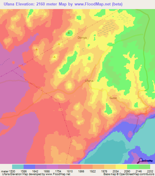 Ufana,Tanzania Elevation Map