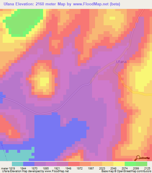 Ufana,Tanzania Elevation Map