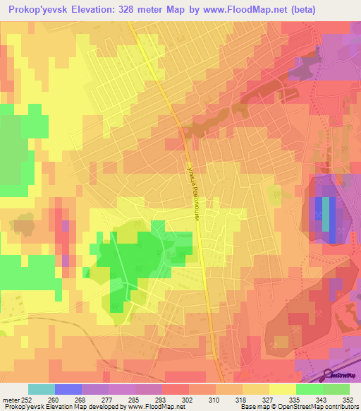 Prokop'yevsk,Russia Elevation Map