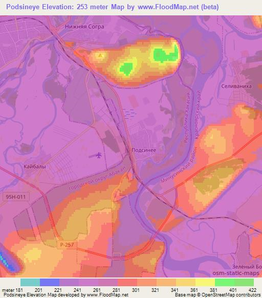 Podsineye,Russia Elevation Map
