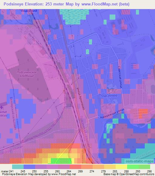 Podsineye,Russia Elevation Map