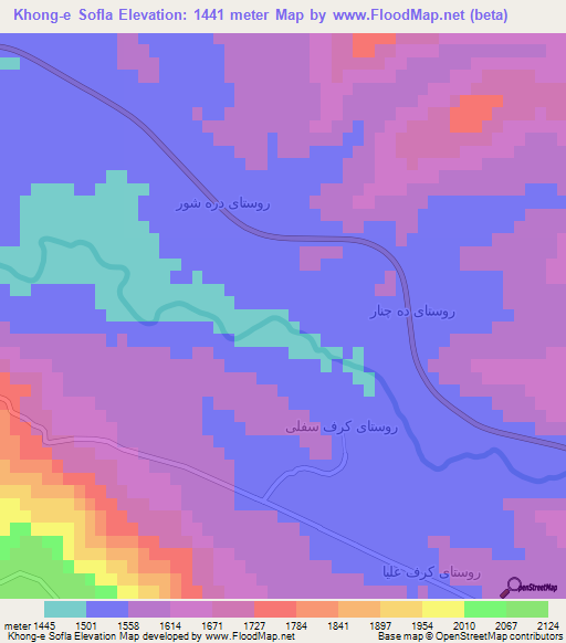 Khong-e Sofla,Iran Elevation Map