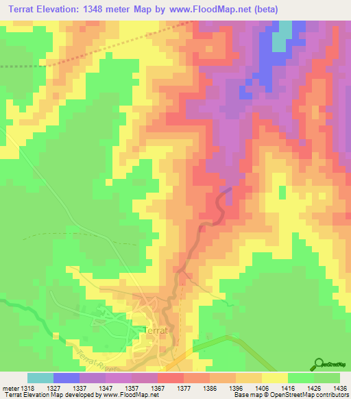 Terrat,Tanzania Elevation Map