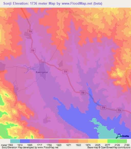 Sonji,Tanzania Elevation Map