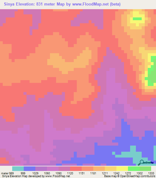 Sinya,Tanzania Elevation Map