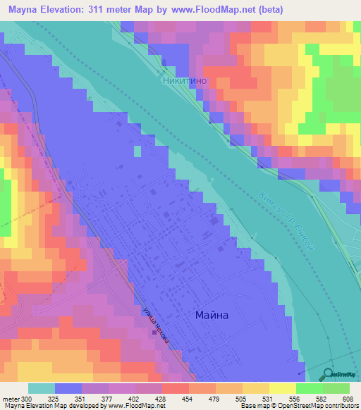 Mayna,Russia Elevation Map