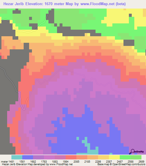 Hezar Jerib,Iran Elevation Map