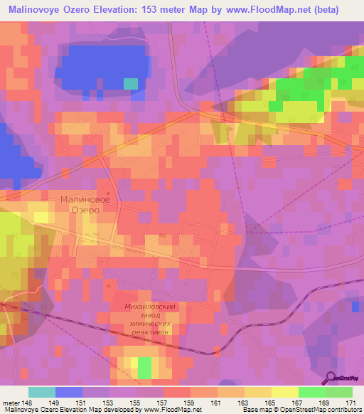 Malinovoye Ozero,Russia Elevation Map