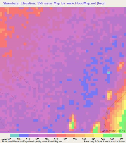 Shambarai,Tanzania Elevation Map