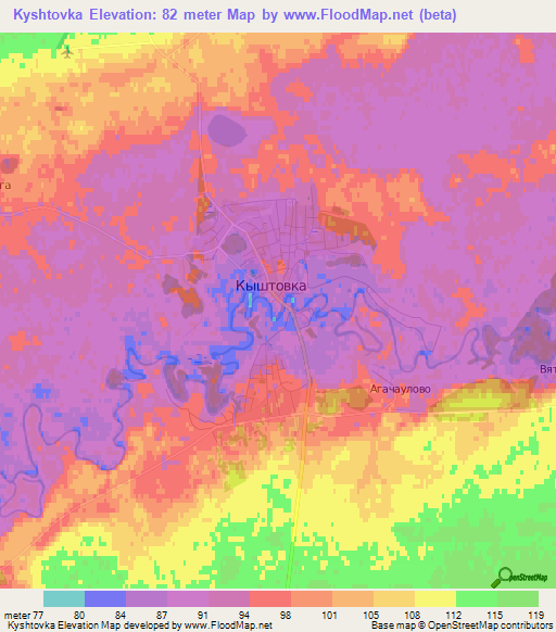 Kyshtovka,Russia Elevation Map