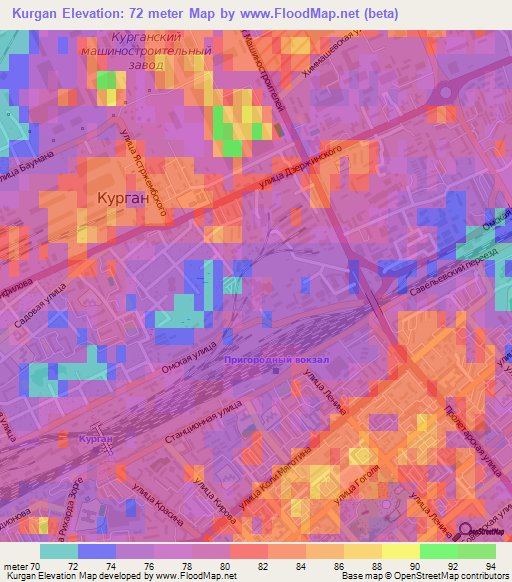 Kurgan,Russia Elevation Map