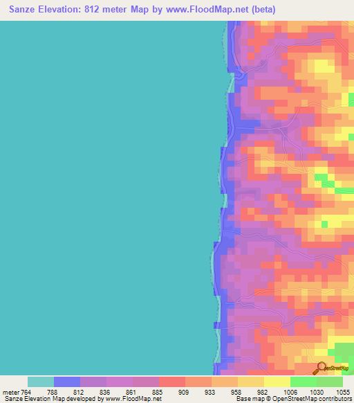 Sanze,Tanzania Elevation Map