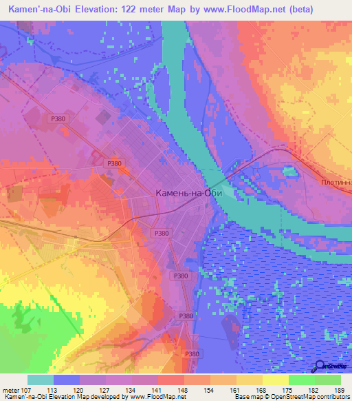 Kamen'-na-Obi,Russia Elevation Map
