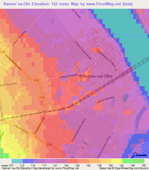 Kamen'-na-Obi,Russia Elevation Map