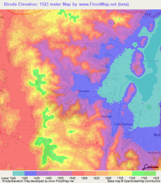 Riroda,Tanzania Elevation Map
