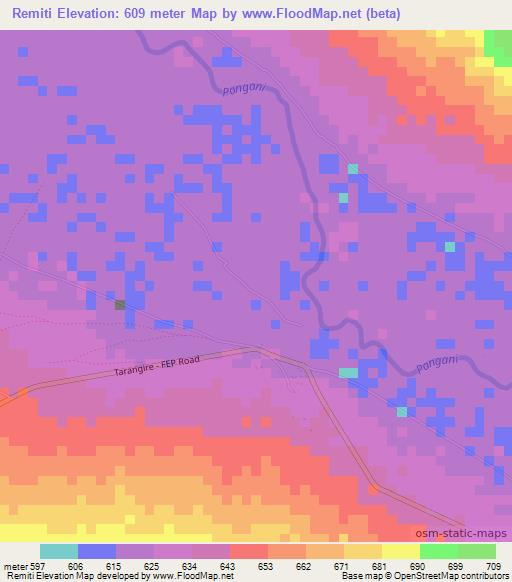 Remiti,Tanzania Elevation Map