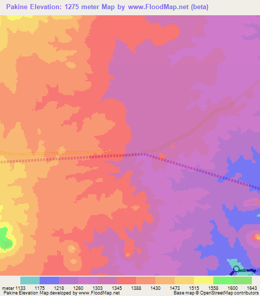 Pakine,Tanzania Elevation Map