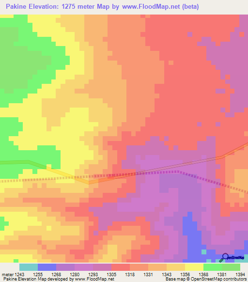 Pakine,Tanzania Elevation Map