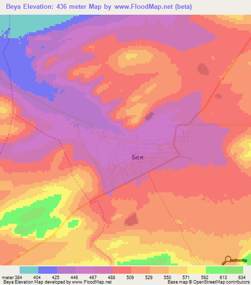 Beya,Russia Elevation Map