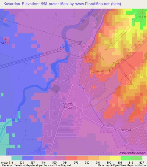Kavardan,Uzbekistan Elevation Map