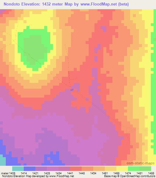 Nondoto,Tanzania Elevation Map