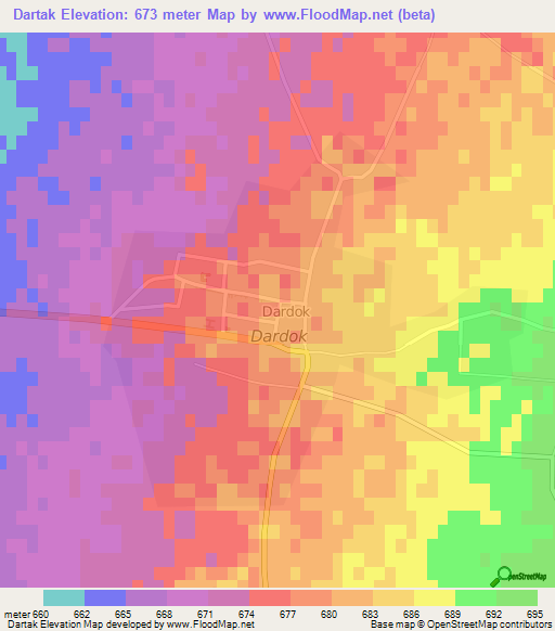 Dartak,Uzbekistan Elevation Map