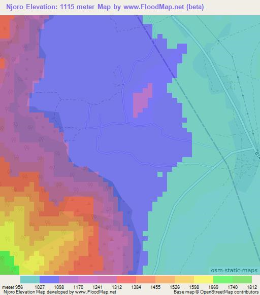 Njoro,Tanzania Elevation Map