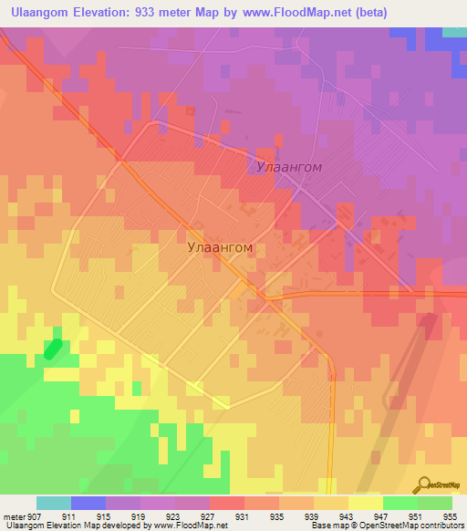 Ulaangom,Mongolia Elevation Map