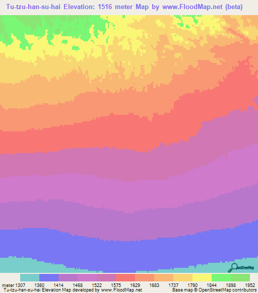 Tu-tzu-han-su-hai,Mongolia Elevation Map