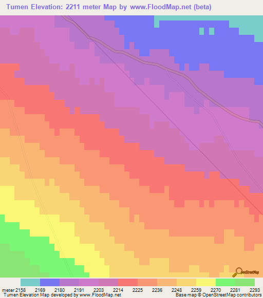 Tumen,Mongolia Elevation Map