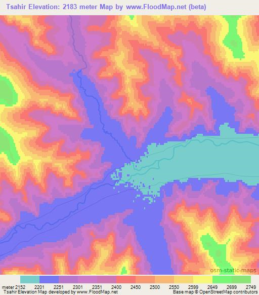 Tsahir,Mongolia Elevation Map