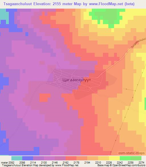 Tsagaanchuluut,Mongolia Elevation Map