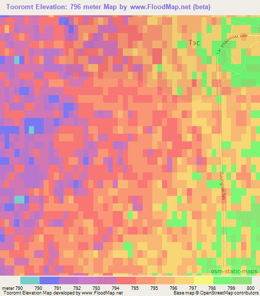 Tooromt,Mongolia Elevation Map