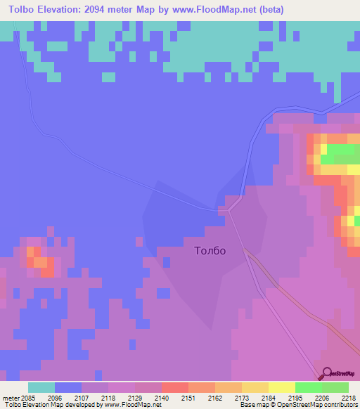 Tolbo,Mongolia Elevation Map