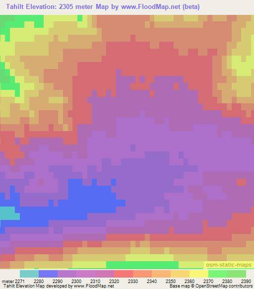 Tahilt,Mongolia Elevation Map