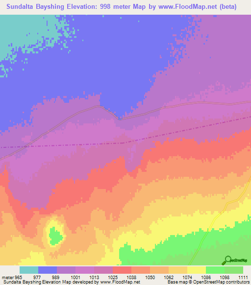 Sundalta Bayshing,Mongolia Elevation Map