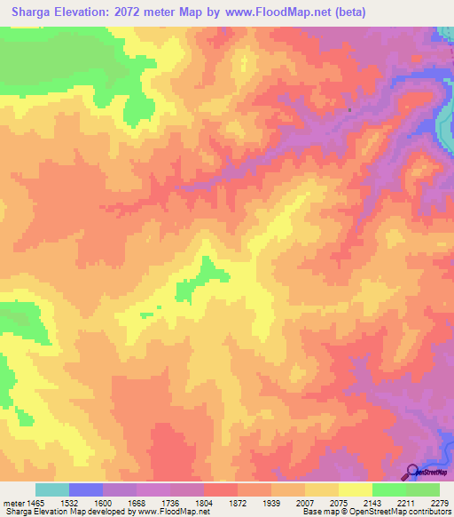 Sharga,Mongolia Elevation Map
