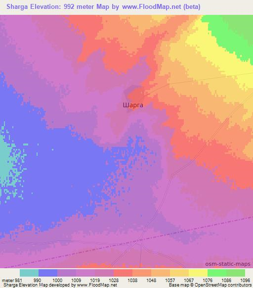 Sharga,Mongolia Elevation Map