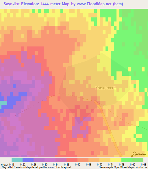 Sayn-Ust,Mongolia Elevation Map