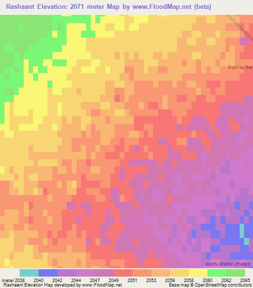 Rashaant,Mongolia Elevation Map