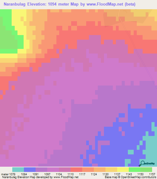 Naranbulag,Mongolia Elevation Map