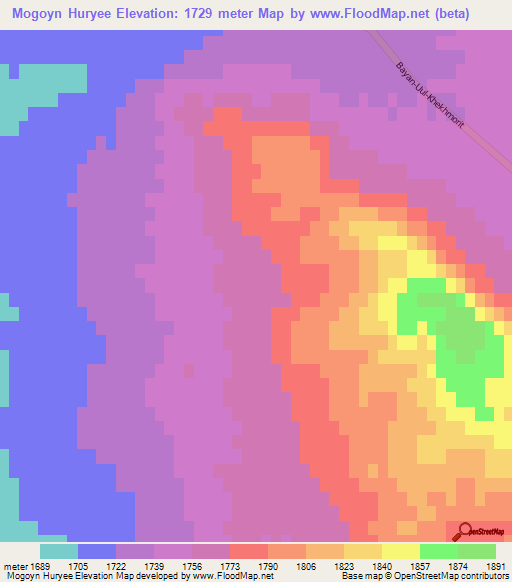 Mogoyn Huryee,Mongolia Elevation Map