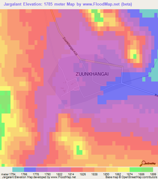 Jargalant,Mongolia Elevation Map