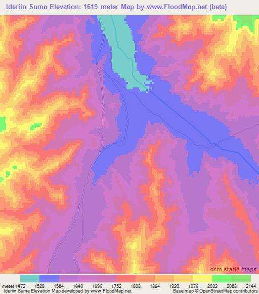 Ideriin Suma,Mongolia Elevation Map