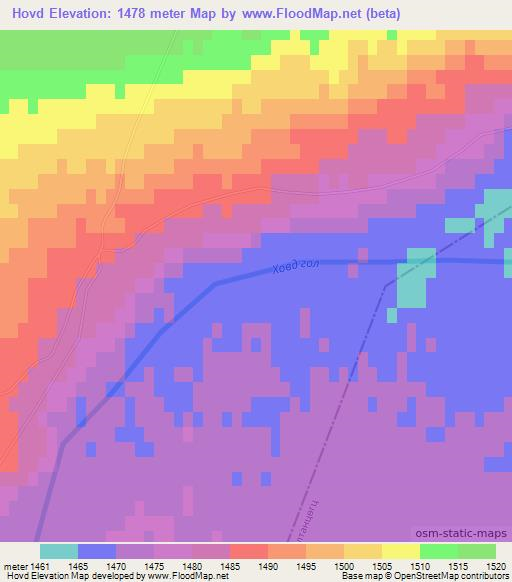 Hovd,Mongolia Elevation Map