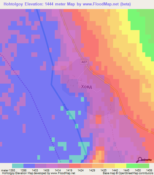 Hohtolgoy,Mongolia Elevation Map