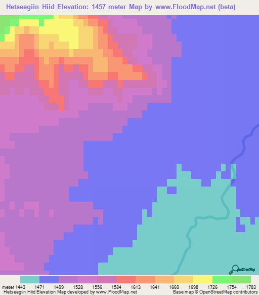 Hetseegiin Hiid,Mongolia Elevation Map