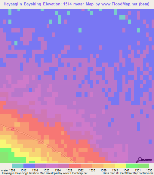 Hayaagiin Bayshing,Mongolia Elevation Map