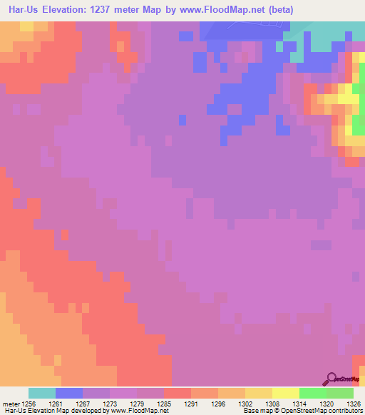 Har-Us,Mongolia Elevation Map
