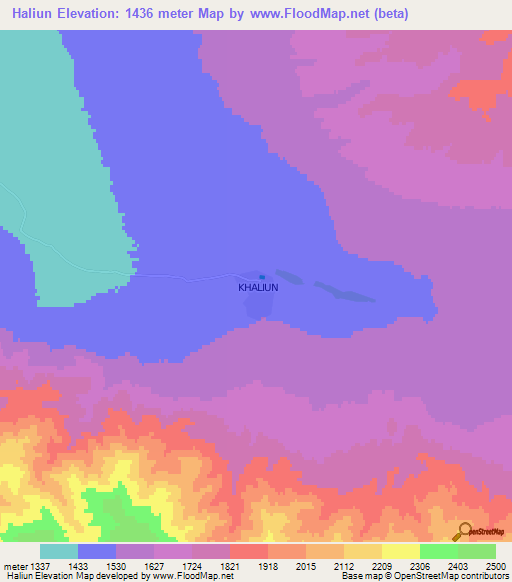 Haliun,Mongolia Elevation Map